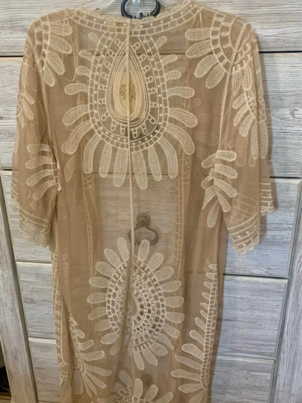 Rebellion Cream Embroidered Sheer Duster